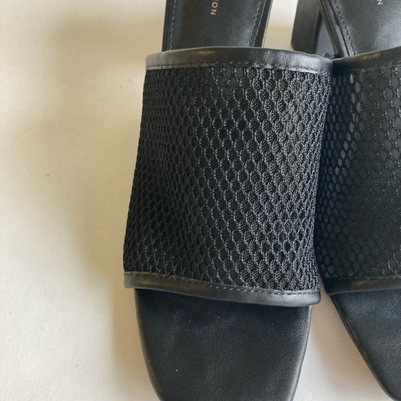 14TH & Union Black Fabric Leather Square Toe Heel Sandals size 8.5 - Picture 9 of 15